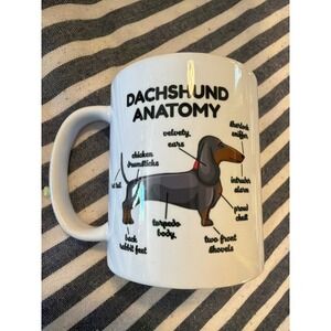 Orca Coatings Dachshund Anatomy Coffee Mug White Ceramic Wiener Dog Humor Cup